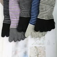 thumbnail image 6 of 5 Pairs Women Five Finger Toe Socks Crew Cotton Sport Colors Causal Striped, 6 of 11