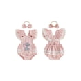 thumbnail image 2 of Cenuakty Baby Girls Birthday Romper Cute Goose/Elephant Embroidery Flutter Sleeves Jumpsuit and Headband Set Fashion Clothes, 2 of 9