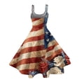 thumbnail image 4 of HAJWOH Women 4th of July Dresses 50s 60s Vintage Sleeveless Star and Stripe Print Cocktail Swing Dress Retro Patchwork Midi Evening Dress Watermelon Red S, 4 of 4