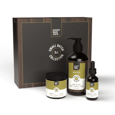 Every Man Jack Small Batch Beard Set, Hinoki Spice Fragrance - Beard Wash, Beard Oil and Beard Butter