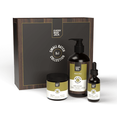 Every Man Jack Small Batch Beard Set, Hinoki Spice Fragrance - Beard Wash, Beard Oil and Beard Butter