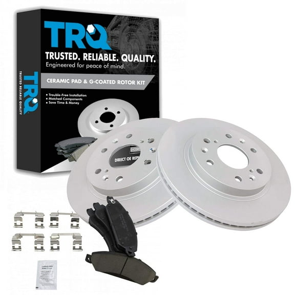 TRQ Front Posi Ceramic Brake Pads & E-Coated Rotors Kit Fits Select Chevy GMC Truck