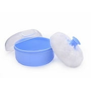 2 Pcs Baby Soft Face Body Powder Puff Sponge Box Kit Makeup Cosmetic Villus Container (Blue)