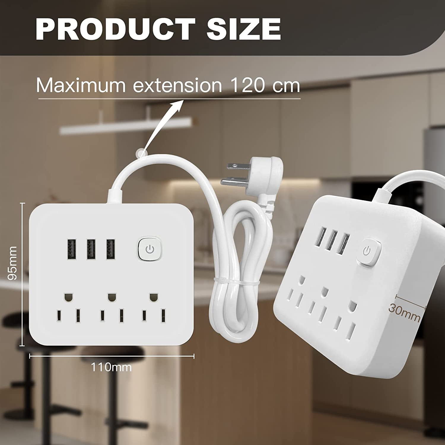 BSEED Power Strip with USB,Surge Protector Flat Plug with 6 Outlets,4 USB Ports(1 USB-C Port), Portable Desk Charging Station Extension Cord 3.9ft,Power Outlet for Home Office and Travel - White