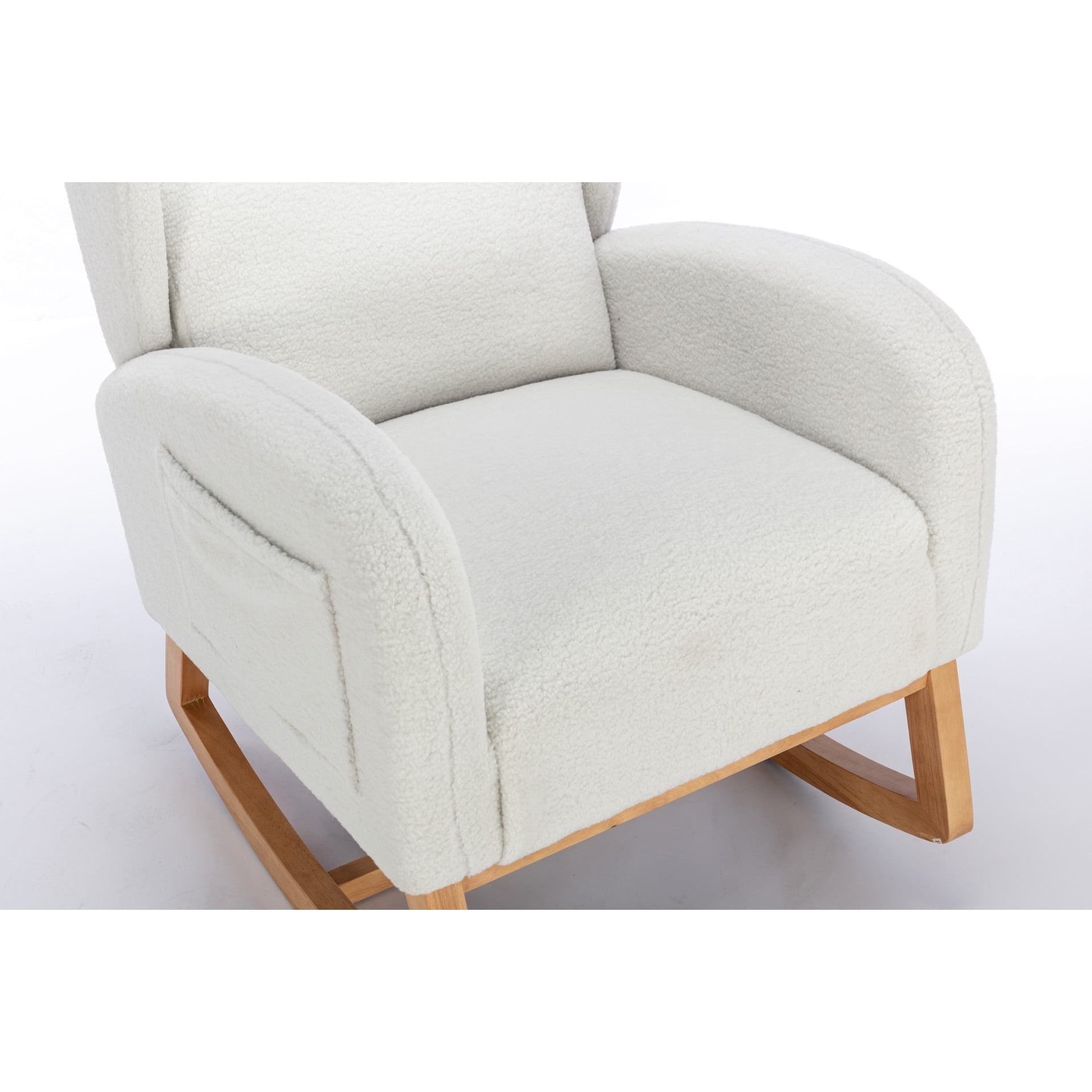 Rocking Chair With And Fabric Eucalyptus Wood Soft Wooden Seat