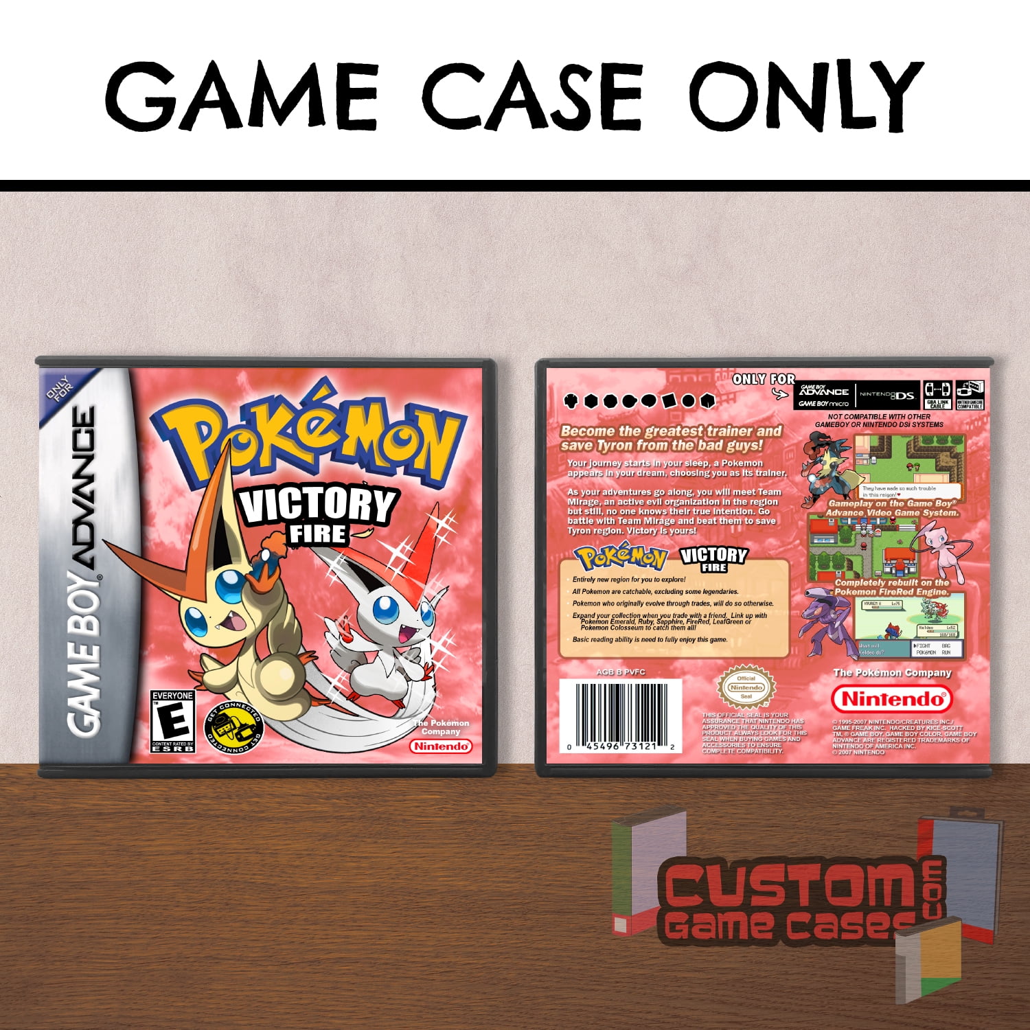 Pokemon Victory Fire GBA Game Boy Advance Game Case with Cover