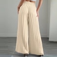 thumbnail image 4 of Utoimkio Pleated Wide Leg Palazzo Pants for Women Ruffled Paperbag Waist Drawstring Tie High Waist Flowy Casual Vacation Trousers with Side Hand Pockets, 4 of 6