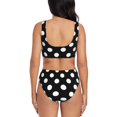 thumbnail image 3 of Wukai Black and White Polka Dot Women's Bikini Set Two Piece,wimsuit High Waisted V Neck Twist Front Adjustable Spaghetti Straps Bathing Suit-Small, 3 of 7
