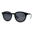thumbnail image 1 of Hipster Round Horn Rim Inset Lens Thin Plastic Sunglasses All Black, 1 of 4