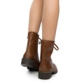 thumbnail image 4 of Metal Detail Brown Vegan Leather Lace Up Combat Boots, 4 of 5