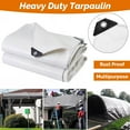thumbnail image 4 of Heavy Duty Poly Tarp 6.6' x 9.8', 12 Mil Waterproof PE Tarpaulin with Grommets - UV Resistant & Tear Resistant, Reinforced Edges Multipurpose Protective Cover for Canopy Pool RV Camping Tent, White, 4 of 11