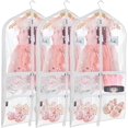 thumbnail image 1 of Clear PVC Dance Costume Bags (3 Pack) Garment Bag 40 Inch for Dance Competitions, with 4 Medium Clear Zipper Pockets and 1 Large Back Zippered Pocket [Upgraded Version], 1 of 6