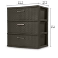 thumbnail image 3 of Sterilite 3 Drawer Wide Weave Tower, Plastic Décor Drawers with Pull Handles, Brown, 3 of 10