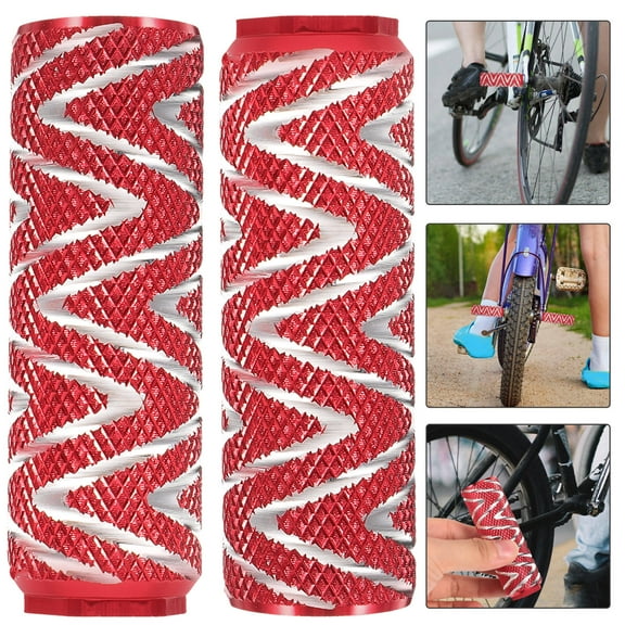 HONMEET Sturdy Bicycles Pegs Anti-Slip Rain-Resistant 1 Pair Red Aluminum Alloy