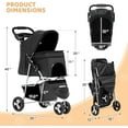 thumbnail image 2 of ZOPan  3-Wheel Pet Stroller, Foldable Travel Jogger for Small & Medium Dogs & Cats (Up to 33lbs), Lightweight Carrier with Breathable Mesh Cover, Cup Holder & Storage Basket, Black, 2 of 11