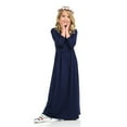 thumbnail image 5 of Zhuashum Christmas Dress 6-7 Years Kids Toddler Round Neck Solid Color Long Sleeve Above Knee Long Princess Dress Classic Wear Dark Blue, 5 of 5