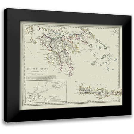 Chapman 14x12 Black Modern Framed Museum Art Print Titled - Ancient Greece Southern Part - Chapman 1829