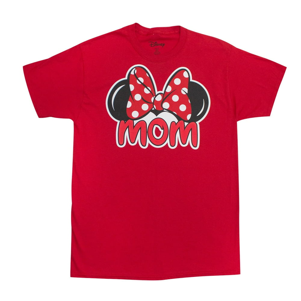 Disney Women's Minnie Mouse Mom Fan T Shirt (Large (1214), Red