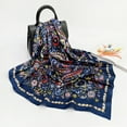 thumbnail image 3 of Hotian Paisley Print Satin Head Scarf Ditsy Floral Hair Scarf Bandana Navy Blue 35", 3 of 4