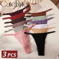 thumbnail image 2 of Tanga de algodón con cinturón ajustable para mujer, bragas sin costuras, transpirable, lencería de cintura baja, suave, Color sólido, 3 piezas, 2 of 5