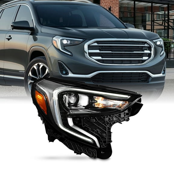 AKKON - Fits 2018-2021 GMC Terrain LED Tube Running Marker [HID/Xenon Type] Projector Chrome Headlight Passenger Right