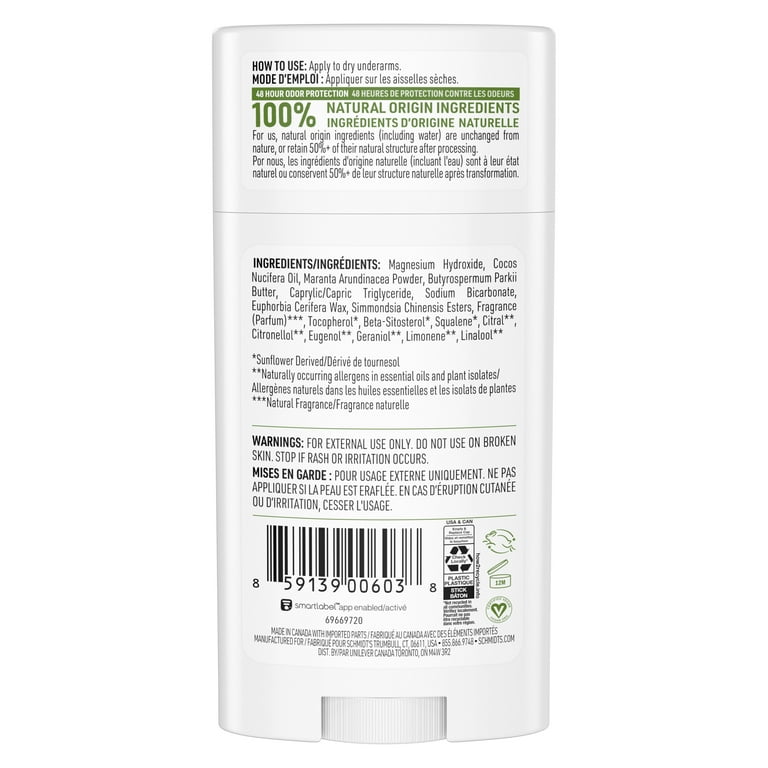 Schmidt's, Vegan Deodorant, 2.65 oz, Bergamot & Lime - Walmart.com