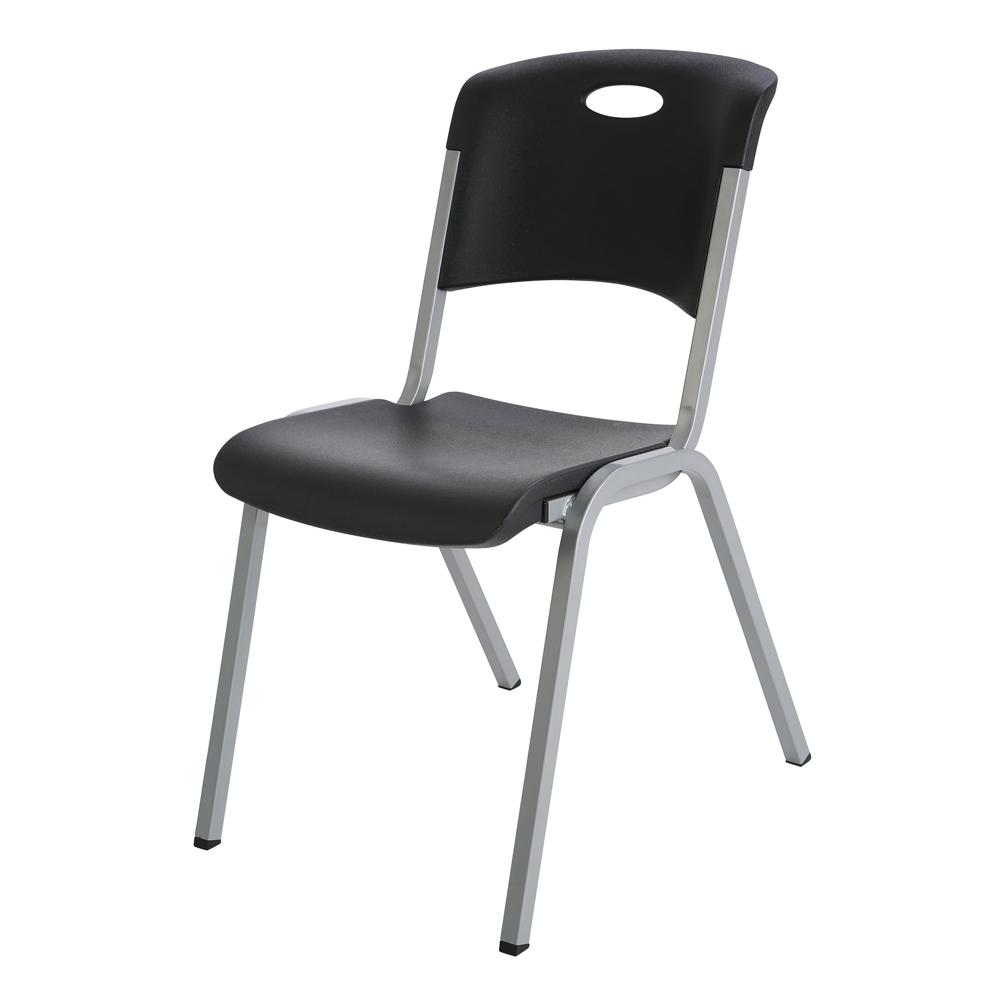 Lifetime Stacking Chairs, Indoor/Outdoor Commercial, Black & Silver, Adult Sized, 4 Pack (480310)