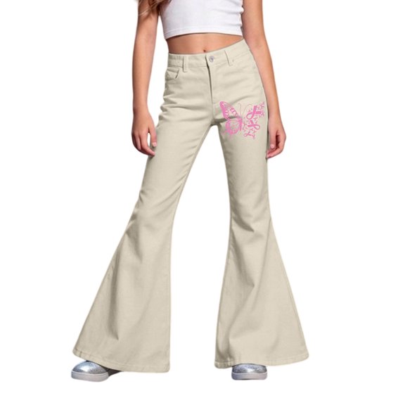 Gaexia School Uniform Pants Flare Dress Pants High Waist Straight Pants Stretchy Elastic Waist Bell Bottoms Preppy Clothes Comfortable School Uniform Trousers Spring Fall Winter