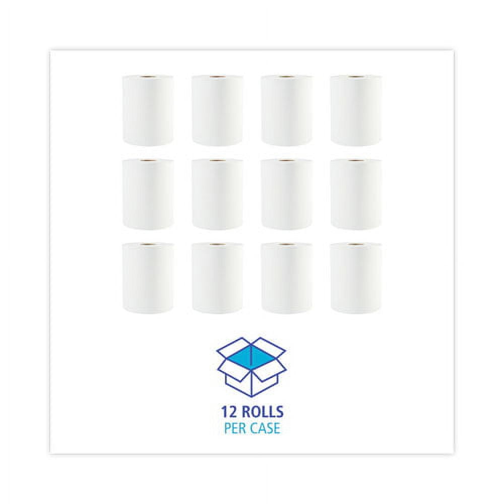 Hardwound Paper Towels, 1-Ply, 8" X 600 Ft, White, 2" Core, 12 Rolls/carton