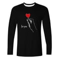 thumbnail image 4 of LJEFF Men's Valentine's Day Long-Sleeve Shirt, Heart Print Regular Fit Crew Neck Casual Men's Tees Black, 4 of 5