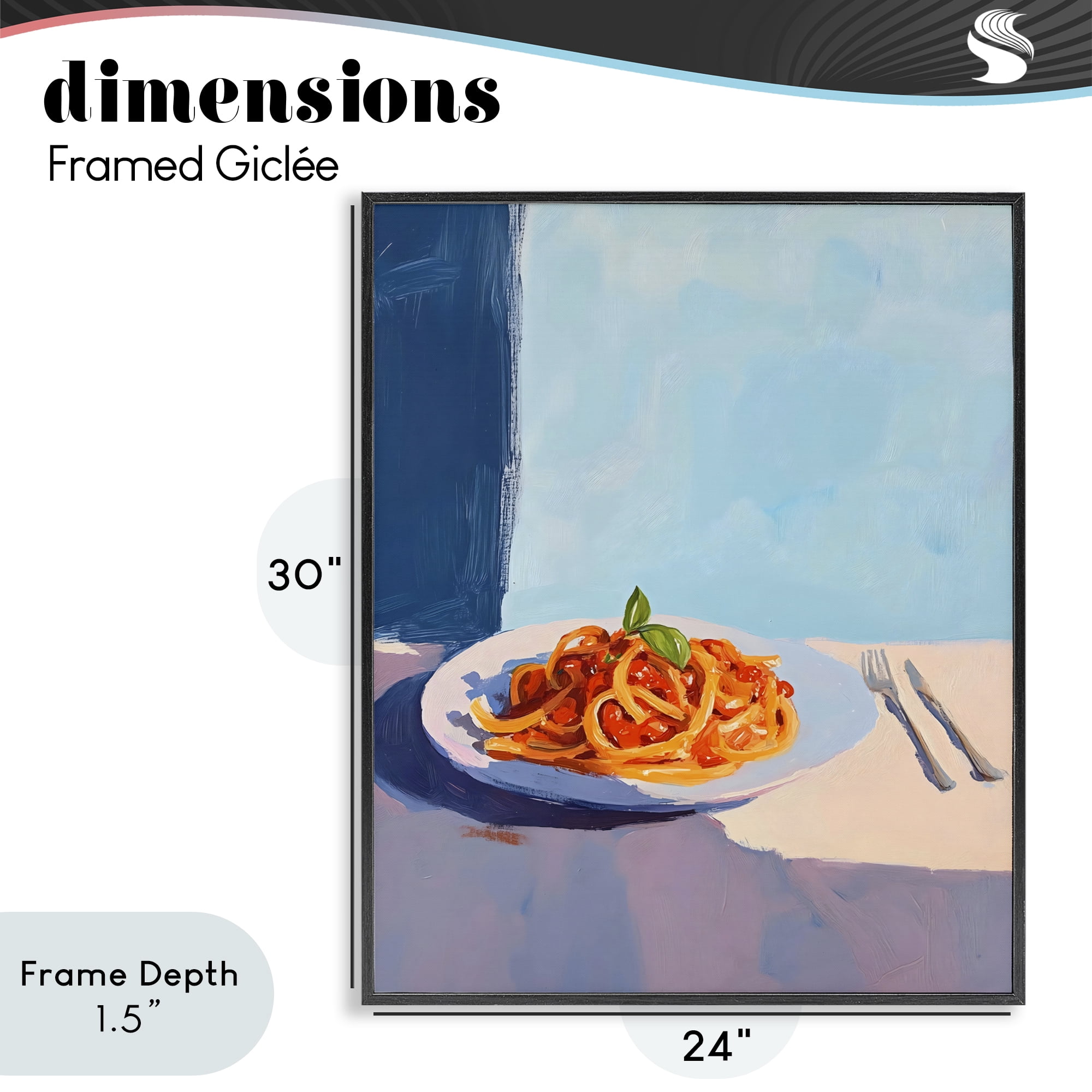 Stupell Industries Italian Spaghetti on Plate Black Framed Giclee Art, design by The Prints Vibe