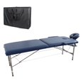 thumbnail image 1 of Cama de belleza, mesa de SPA portátil con reposabrazos, altura ajustada, mesa de extensiones de pestañas de belleza plegable de acero inoxidable azul con bolsa, 1 of 8