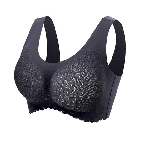 HCNTES Women s Plus Size Minimizer Bras Full Coverage Lace Unlined Underwire BraBlack XL)