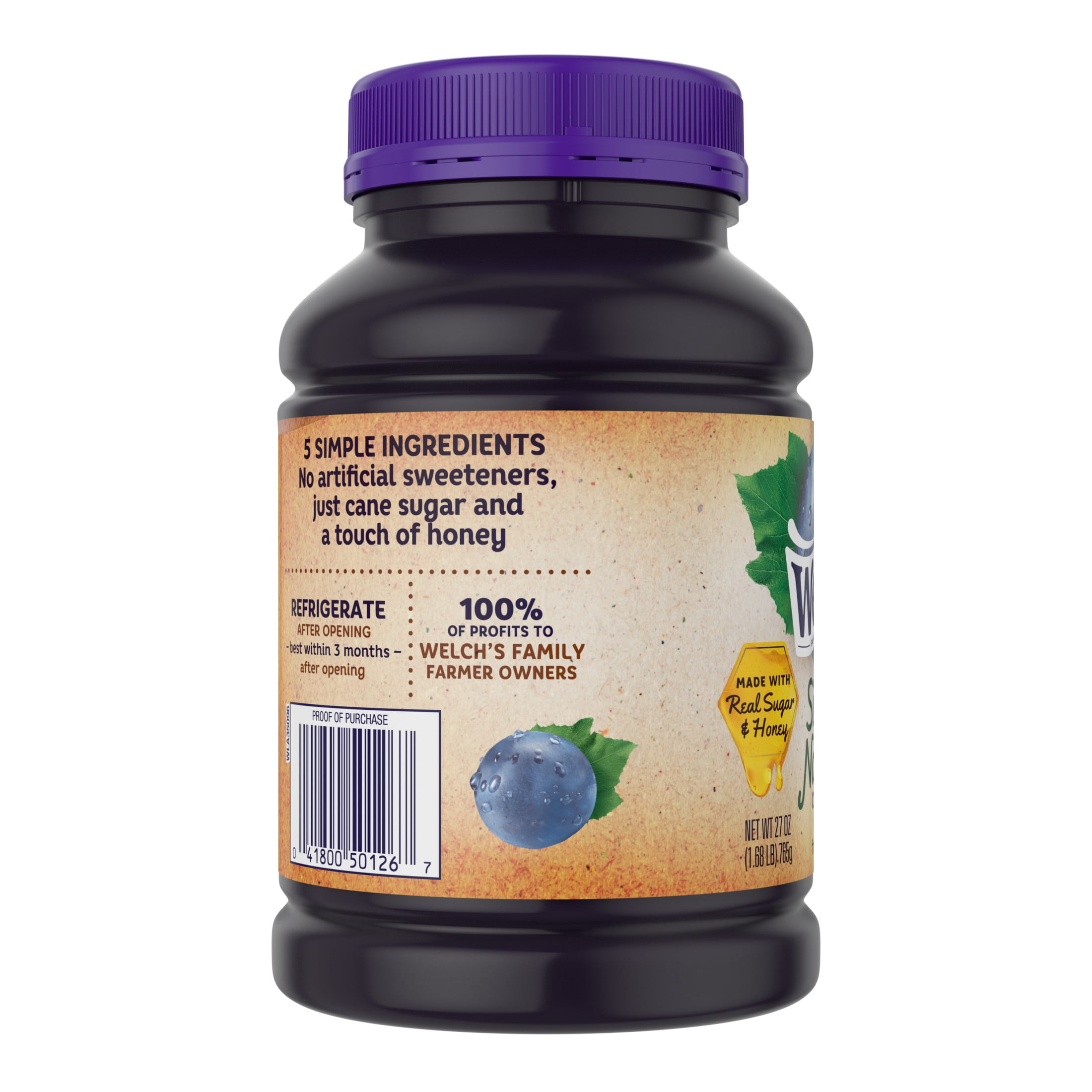 (3 pack) Welch's Simply Natural Concord Grape Spread, 27 oz Jar