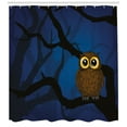 thumbnail image 3 of Ambesonne Night Shower Curtain, Owl on Tree Branch, 69"Wx75"L, Navy Blue Black Brown, 3 of 3