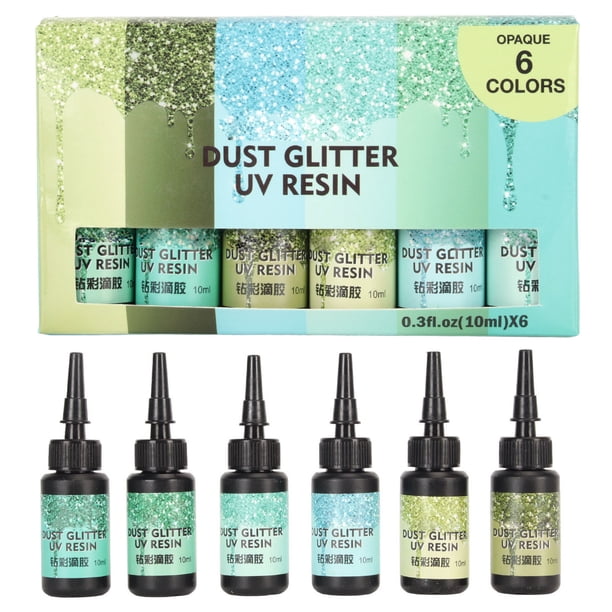 6 piezas de resina UV coloreada 10 ml cada una en forma de bolígrafo, curado rápido, pegamento UV para sellado de papel de aluminio para manualidades de joyería de bricolaje, serie verde