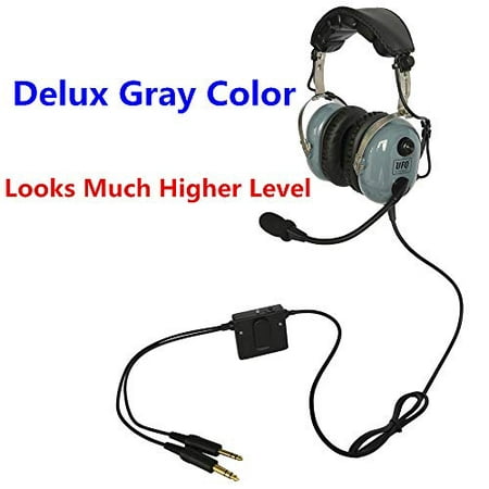 UFQ A28 Delux Gray Color Great ANR Aviation Headset Active Noise Reduction-Compare with Rugged Air RA950 BUT UFQ A28 with (Best Anr Aviation Headset)