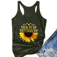 thumbnail image 3 of Uooqdmx Tank Tops for Women 2024 Going Out Tops Round Tank Sleeveless Print Neck Sunflower Summer Plus Size T-shirt Top Tanks & Camis Sleeveless Tops for Women Army Green L, 3 of 5