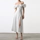 thumbnail image 4 of Falda larga francesa de verano 2024, ropa europea y americana, vestido ajustado con mangas abullonadas y cordones, 4 of 5