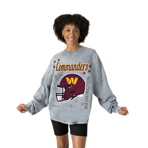 Women's Gameday Couture Gray Washington Commanders Starbound Oversized Snow Wash Long Sleeve T-Shirt