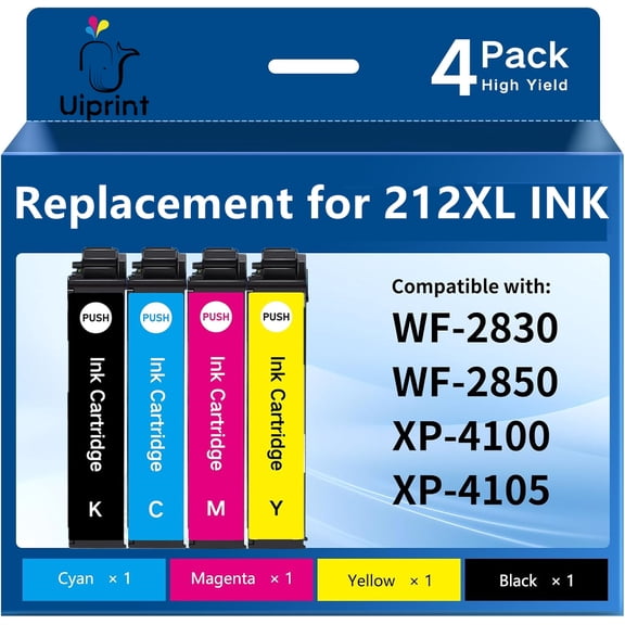 Ink Cartridge Replacement for Epson XP-4105 XP-4100 WF-2850 WF-2830 Printer Ink Cartridger (4 Pack, Black, Cyan, Magenta, Yellow)