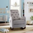 thumbnail image 3 of Rocking Chair Nursery , Velvet  Glider Rocker with Rubber Wood Legs and Side Storage Bag, Accent Armchair for Living Room, Reading Room, Bedroom, Grey, 3 of 8