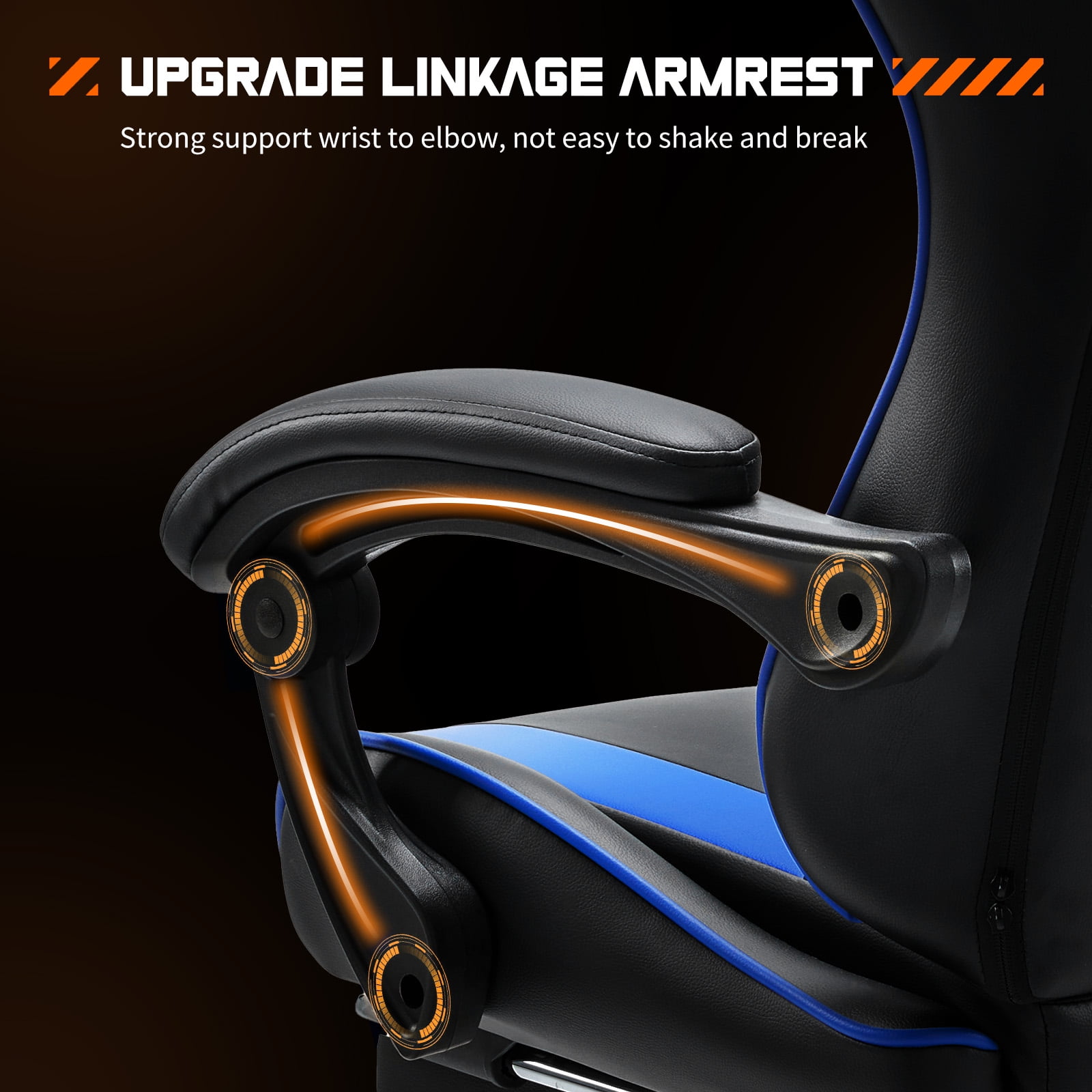 Gaming Chair, Ergonomic Computer Chair with Footrest, Lumbar Support, Headrest, Comfy Seating with thicken cushion, Blue