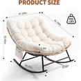 thumbnail image 2 of Indoor Outdoor Rocking Glider Chair 450 lbs, Weather Resistant Rattan with UV Proof Cushion, Sturdy Wood Steel Frame with Side Pocket, Beige/Gray/Black Cushion, 2 of 6