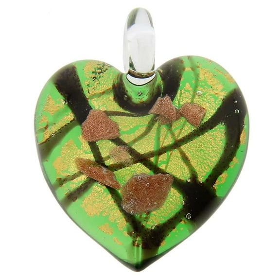 GlassOfVenice Murano Glass Tender Heart Pendant - Emerald