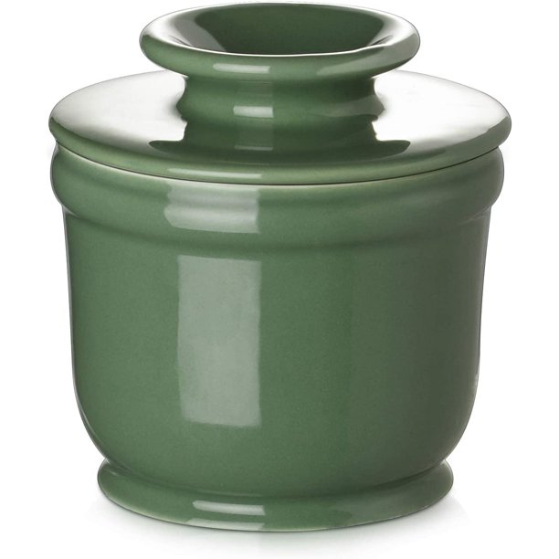 DOWAN Porcelain Butter Crock, Butter Keeper with Water Line, French Butter Dish for Fresh Butter