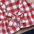 thumbnail image 4 of Coerni Boho Baby Girl Clothes Sleeveless Plaid Top And Denim Shorts Summer Outdoor Casual Fashionable Suit Checke Crop Tops, 4 of 4