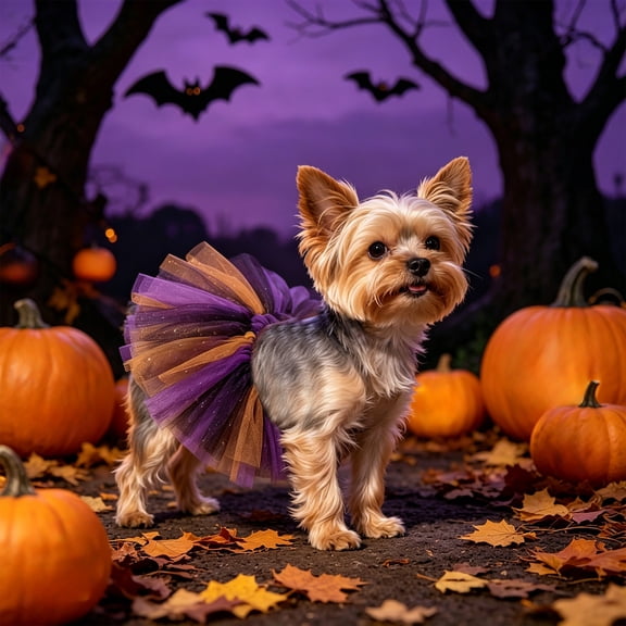 Halloween Glitter Tulle Dog Tutu Skirt, Purple Orange Black Sparkly Pet Costume Skirt, Cute Puppy Holiday Outfit for Small Dogs Halloween Party Trick Or Treat Walking Photo Dress Up Wear