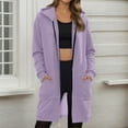 thumbnail image 3 of Dwellite Wateresty Womens Casual Zip Up Fleece Hoodies, Long Zipper Hoodie Sleeve Long Tunic Sweatshirts Sweater Dress Fall Jacket Coat Light Purple 2XL, 3 of 6