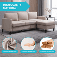 thumbnail image 3 of Mixoy 76"W  Sectional Sofa with Movable Ottoman, Free Combination Sectional Couch, Small L Shaped Sectional Sofa with Storage Ottoman, Modern Linen Fabric Sofa Set for Living Room (Beige), 3 of 7